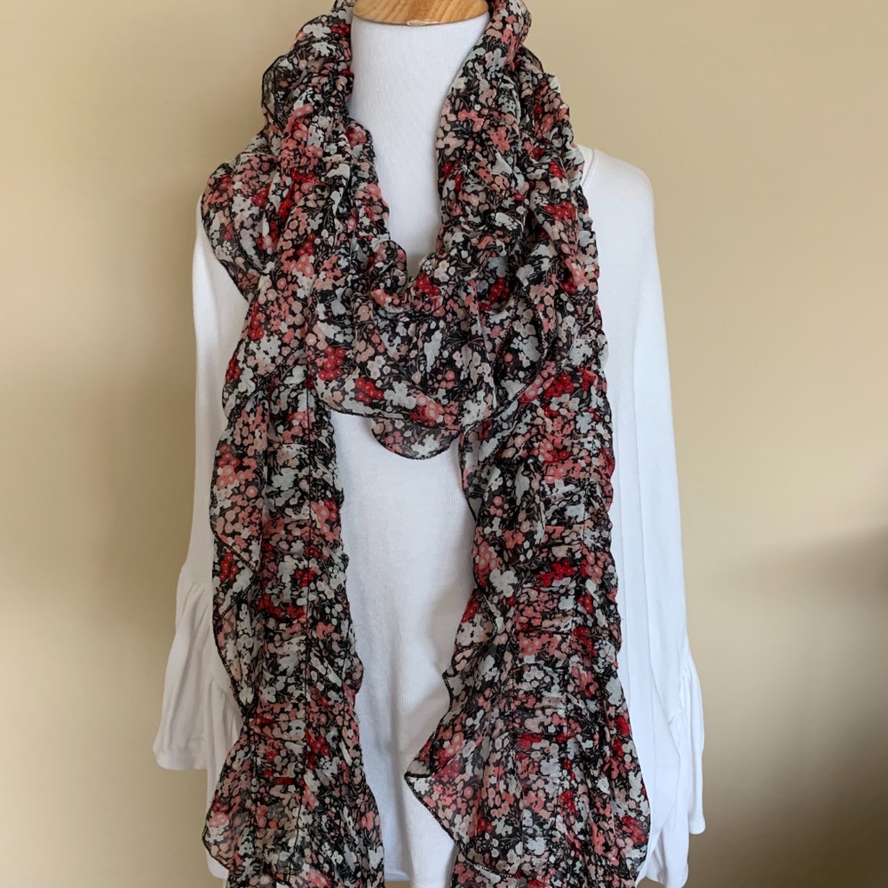 H&M Floral Ruffle Lightweight Scarf